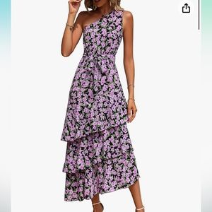 Floral one-shoulder midi dress